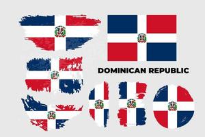 dia da independência do país da república dominicana. bandeira abstrata em forma de pincelada com fundo colorido brilhante. ilustração vetorial vetor