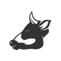 ilustração vetorial de cabeça de vaca. ícone de vaca. Fazenda de animais. silhueta de vaca.
