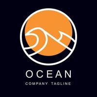 logotipo do oceano com design simples vetor