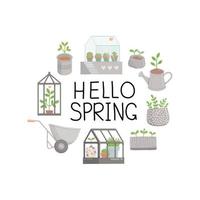 olá conjunto de primavera, ilustração vetorial de design plano vetor