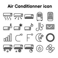 ícone de contorno de ar condicionado, equipamento de refrigeração ou aquecimento, vetor de ilustração de aparelho isolado no fundo branco.