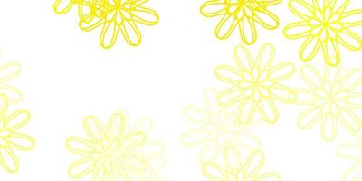 fundo do doodle do vetor amarelo claro com flores.