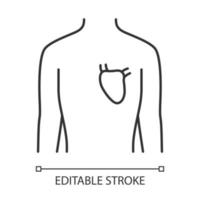 ícone linear de coração saudável. órgão humano em boa saúde. funcionamento do sistema cardiovascular. ilustração de linha fina. símbolo de contorno. desenho de contorno isolado de vetor. traço editável vetor