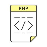 ícone de cor do arquivo php. arquivo de código-fonte. Pré-processador de hipertexto. ilustração vetorial isolada vetor