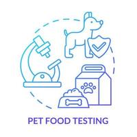 pet food testando o ícone do conceito gradiente azul. experiência em ilustração de linha fina de ideia abstrata de mercado de alimentos. teste do patógeno. análise nutricional. desenho de contorno isolado. miríade de fontes pró-negrito usadas vetor