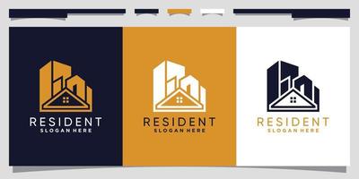 modelo de design de logotipo imobiliário com vetor premium de conceito único moderno