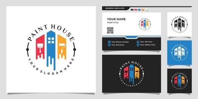 pintar ilustração de design de logotipo de casa com conceito criativo e vetor premium de design de cartão de visita