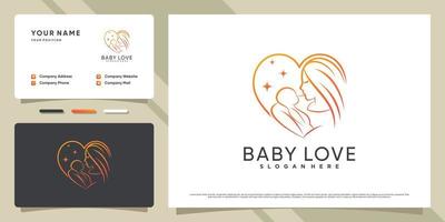 logotipo do bebê com estilo de coração ou amor e design de cartão de visita premium vetor