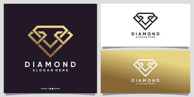 design de logotipo de diamante com estilo de arte de linha e vetor premium de conceito exclusivo
