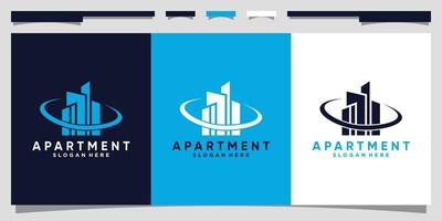 design de logotipo de prédio de apartamentos moderno com vetor premium de conceito único criativo