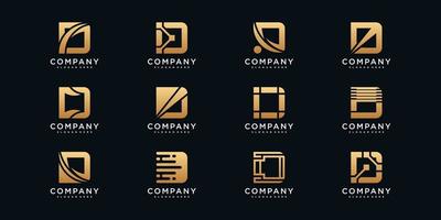 conjunto de design de logotipo de monograma criativo letra inicial d com vetor premium de cor de estilo dourado