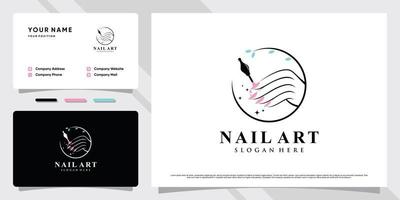 logotipo de nail art com elemento criativo e vetor premium de design de cartão de visita