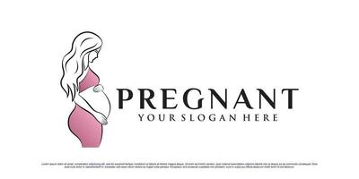 design de logotipo de mulher grávida de beleza com vetor premium de conceito exclusivo