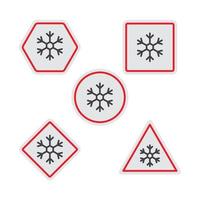 conjunto de neve de sinal de aviso. modelo de ícone de vetor
