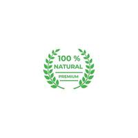 100 por cento natural, orgânico, comida de fazenda, cru, vegano, rótulo ecológico. modelo de logotipo de ícone vetorial vetor