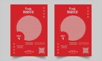 modelo de design de folheto de comida de hambúrguer fresco.