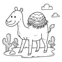 alfabeto de livro de colorir de animais. isolado no fundo branco. camelo de desenho vetorial. vetor