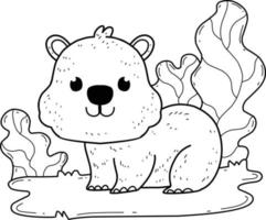 Alfabeto de livro para colorir de animais isolado no fundo branco capivara  de desenho vetorial