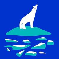 urso polar em um bloco de gelo derretido vetor