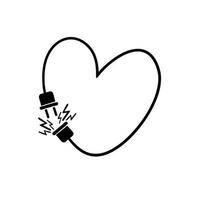 coração para o dia dos namorados. plugue e soquete com ilustração em vetor original de coração de fio.