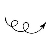 setas curvas. indicador de direção. mão de ilustração desenhada em estilo de arte de linha doodle. monocromático, escandinavo, minimalismo. ícone, adesivo vetor