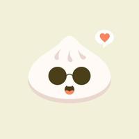 chinês dim sum bonito vetor kawaii personagem. prato tradicional asiático com cara sorridente. cozinha oriental. bolinhos com especiarias. emoji engraçado, emoticon. ilustração colorida isolada dos desenhos animados