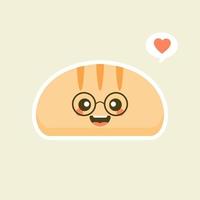 fatias de pão bonito dos desenhos animados com rostos kawaii. você pode usar este emoji para, menu no restaurante ou café, padaria, pastelaria, loja, restaurante, vetor