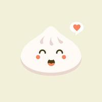 chinês dim sum bonito vetor kawaii personagem. prato tradicional asiático com cara sorridente. cozinha oriental. bolinhos com especiarias. emoji engraçado, emoticon. ilustração colorida isolada dos desenhos animados