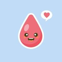 personagem de gota de sangue sorridente feliz fofo. vector design de ícone de ilustração dos desenhos animados moderno estilo plano moderno. isolado na cor de fundo.