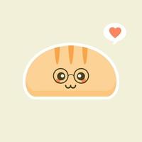fatias de pão bonito dos desenhos animados com rostos kawaii. você pode usar este emoji para, menu no restaurante ou café, padaria, pastelaria, loja, restaurante, vetor