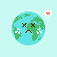 emoji de terra do mundo engraçado bonito mostrando emoções de ilustrações vetoriais de personagens coloridos. a terra, salve o planeta, economize energia, o conceito do dia da terra vetor