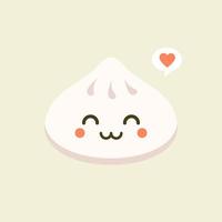 chinês dim sum bonito vetor kawaii personagem. prato tradicional asiático com cara sorridente. cozinha oriental. bolinhos com especiarias. emoji engraçado, emoticon. ilustração colorida isolada dos desenhos animados