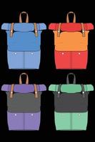 conjunto de mochilas coloridas de vetor. mochilas para crianças em idade escolar, estudantes, viajantes e turistas. de volta às ilustrações de vetor plana mochila da escola isoladas.