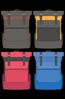 conjunto de mochilas coloridas de vetor. mochilas para crianças em idade escolar, estudantes, viajantes e turistas. de volta às ilustrações de vetor plana mochila da escola isoladas em branco.