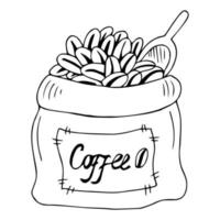 ícone de doodle de saco de café. pacote desenhado à mão de café. vetor