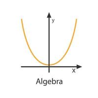 sistema de coordenadas com ícone de cor de parábola. álgebra. sistema de eixos. ilustração vetorial isolada vetor