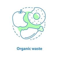 ícone do conceito de resíduos orgânicos. composto alimentar. ilustração de linha fina de idéia de classificação de lixo. desenho de contorno isolado de vetor