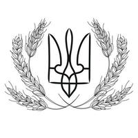 brasão de armas da ucrânia com espigas de ilustração de contorno de vetor de trigo símbolo patriótico terdent, design de logotipo, ícone, emblema isolado no fundo branco