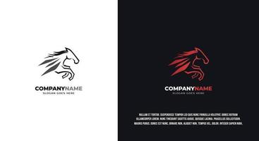 design de logotipo abstrato de cavalo de corrida, vetor premium.