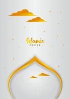 cartaz vertical do ramadã cor de ouro branco vetor premium