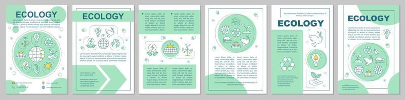 layout de modelo de folheto de ecologia. proteção ambiental. energia ecológica. folheto, livreto, design de impressão de folheto com ilustrações. layouts de página vetorial para revistas, relatórios anuais, cartazes publicitários vetor