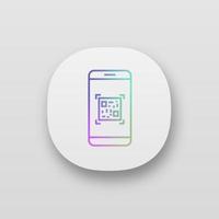 ícone de aplicativo de smartphone de digitalização de código qr. scanner de código de barras de matriz. Leitor de celular com código 2D. interface de usuário ui ux. web ou aplicativo móvel. ilustração vetorial isolada vetor