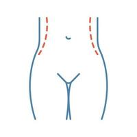 ícone de cor de cirurgia de correção de cintura. lipoaspiração de flancos. cirurgia plástica de contorno da cintura e remoção de gordura. ilustração vetorial isolada vetor