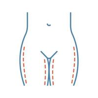 ícone de cor da cirurgia de elevação da coxa. cirurgia plástica. lipoaspiração de coxas e quadris. ilustração vetorial isolada vetor