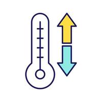 ícone de cor de controle climático. regulação de temperatura. termômetro com setas para baixo e para cima. ilustração vetorial isolada vetor