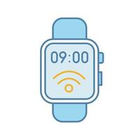 ícone de cor do smartwatch nfc. comunicação de campo próximo. relógio de pulso inteligente. tecnologia sem contato. ilustração vetorial isolada vetor