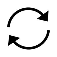 atualize o ícone de glifo de setas. recarregar. em cache. setas do círculo. sincronização. símbolo de silhueta. espaço negativo. ilustração vetorial isolada vetor