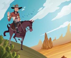 um cowboy andando a cavalo no vale ocidental vetor