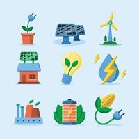 coleção de ícones de tecnologia ecológica vetor