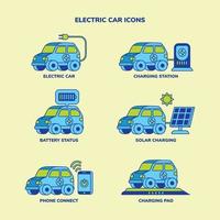 ícones de carros elétricos vetor